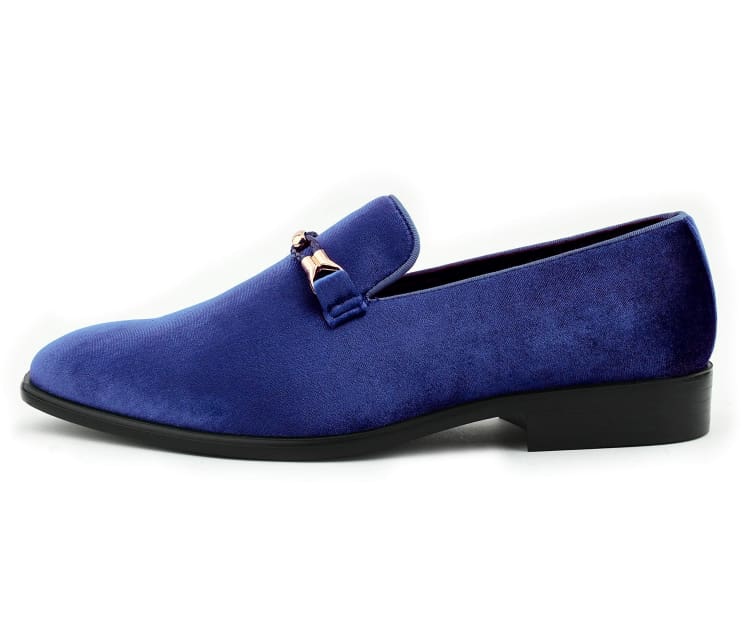 Amali Navy Luxe Velvet Loafers Men’s Velvet - Image 3
