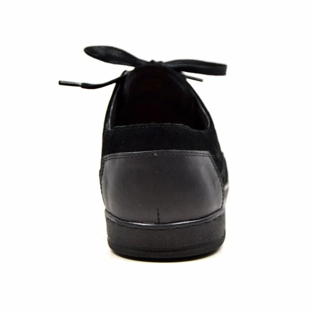 British Walkers Bristol Bally Style Men's Black Leather and Suede Low Top Sneakers - Image 4
