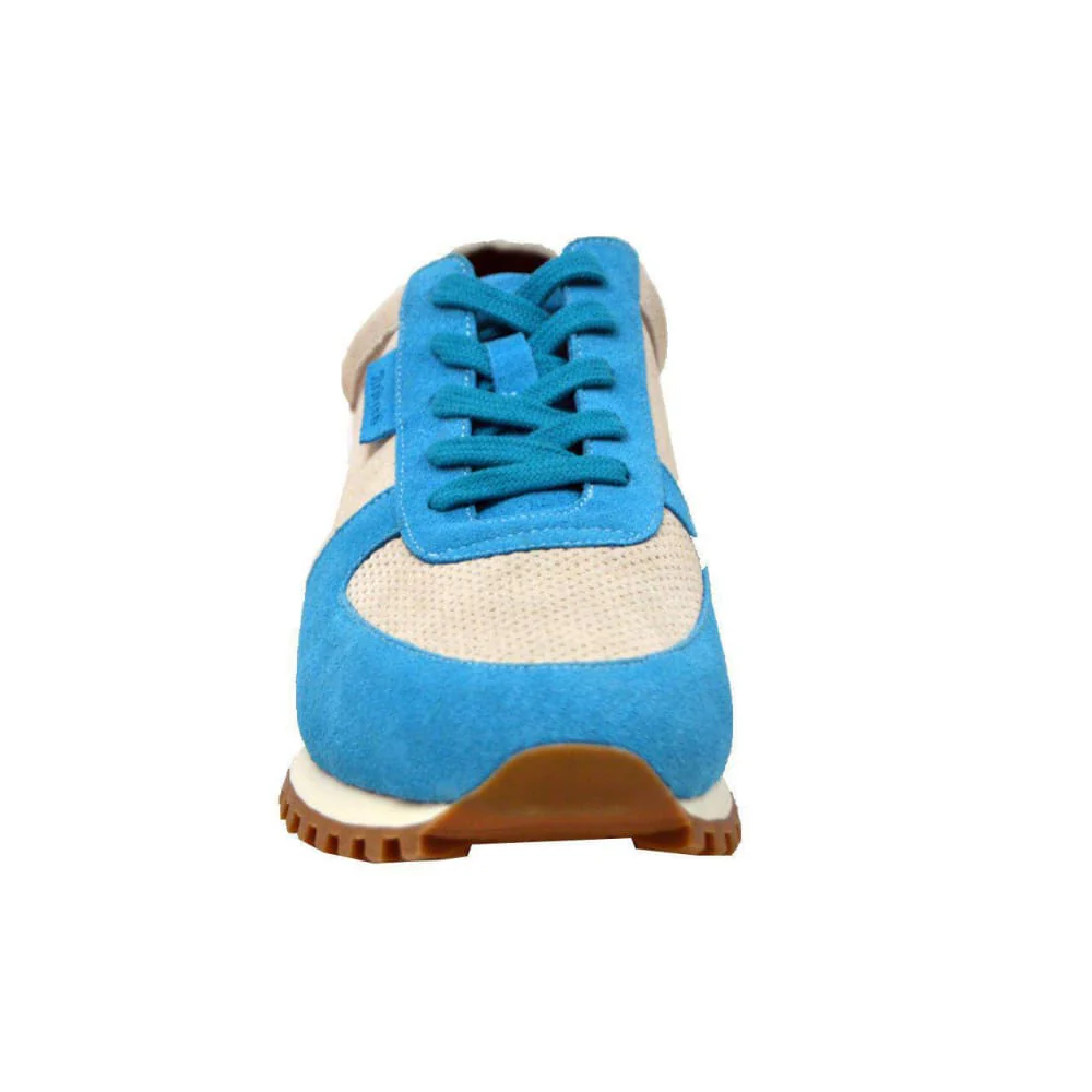 British Walkers Surrey Men's Blue & Beige Suede Low Top Sneakers – Handcrafted Retro Luxury with Modern Comfort - Image 3