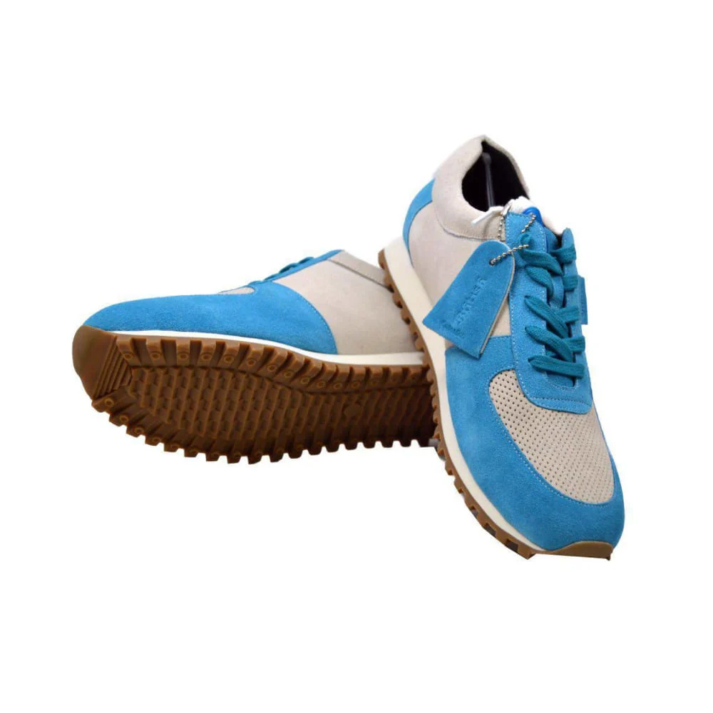 British Walkers Surrey Men's Blue & Beige Suede Low Top Sneakers – Handcrafted Retro Luxury with Modern Comfort - Image 7