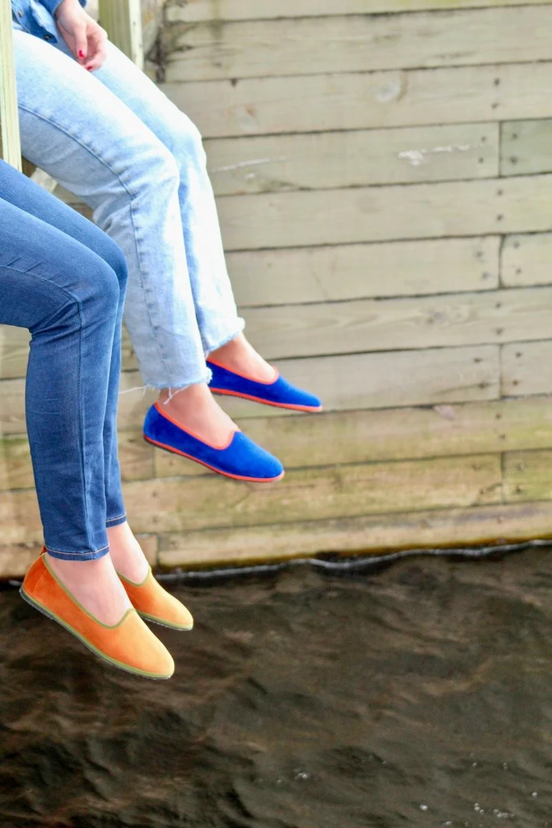Mar Soreli Friulane Ballet Flats Women’s Velvet Apricot And Green - Image 4