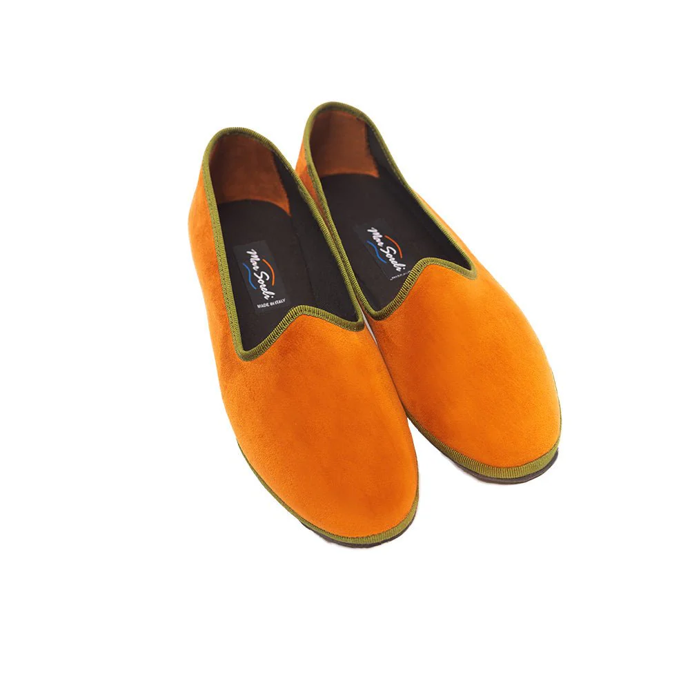 Mar Soreli Friulane Ballet Flats Women’s Velvet Apricot And Green - Image 6