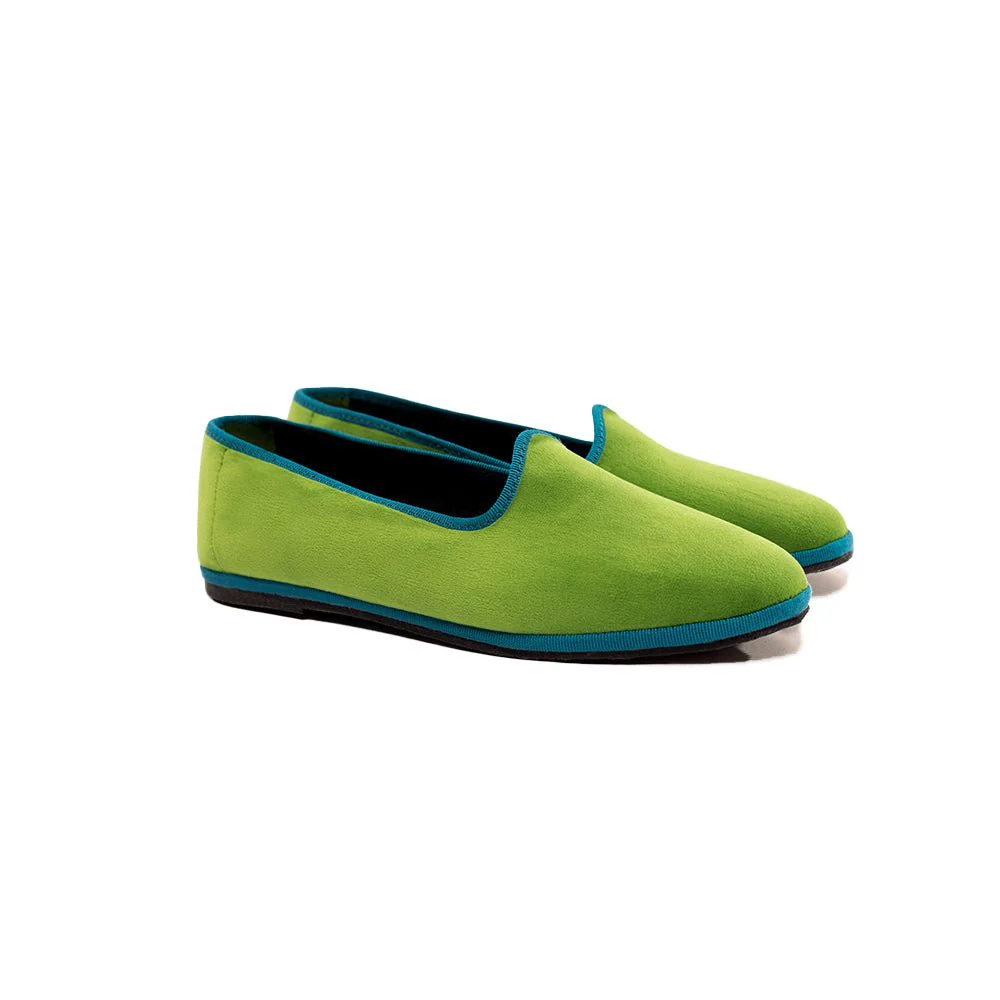 Mar Soreli Friulane Two Tone Acid Green Petrol Womens Flats - Image 3