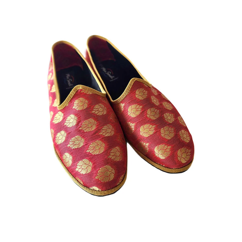 Surya Friulana Flat Women’s Silk Jacquard Rosso Oro - Image 3